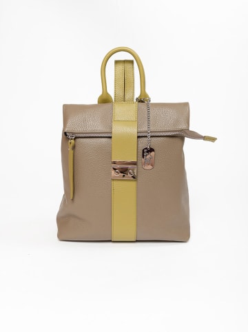 Anna Morellini Leren rugzak "Azalea" beige/geel - (B)30 x (H)31 x (D)11 cm