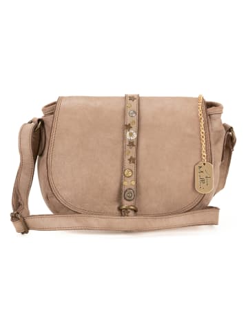 Anna Morellini Leder-Umhängetasche "Luigia" in Beige - (B)23 x (H)19 x (T)9 cm