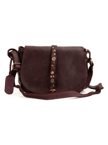 Anna Morellini Leder-Umhängetasche "Luigia" in Bordeaux - (B)23 x (H)19 x (T)9 cm