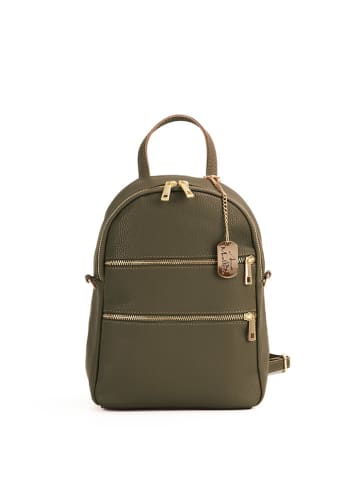 Anna Morellini Leder-Rucksack "Zeolla" in Olive - (B)22 x (H)29 x (T)11 cm