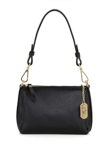 Anna Morellini Leder-Schultertasche "Scilla" in Schwarz - (B)30 x (H)15 x (T)11 cm