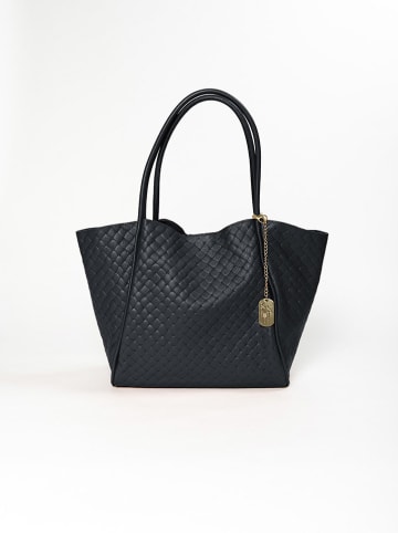 Anna Morellini Leder-Schultertasche "Magliana" in Schwarz - (B)38 x (H)30 x (T)2 cm