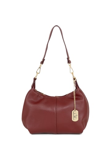 Anna Morellini Leder-Schultertasche "Savina" in Bordeaux