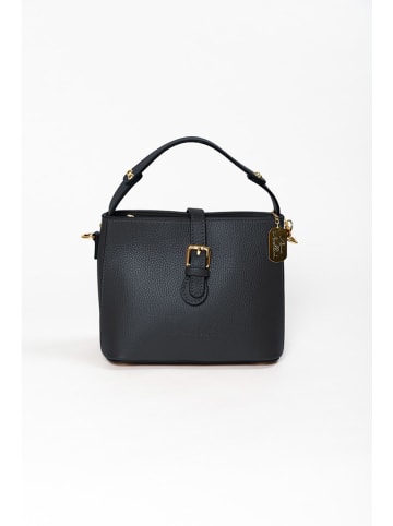 Anna Morellini Leder-Schultertasche "Adelma" in Schwarz - (B)25 x (H)20 x (T)14 cm