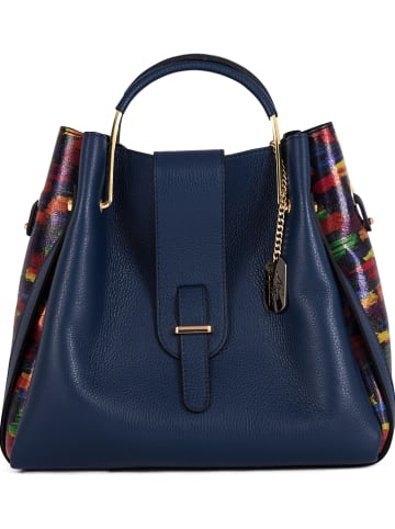 Anna Morellini Leren handtas donkerblauw - (B)38 x (H)32 x (D)13 cm