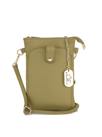 Anna Morellini Leder-Handytasche "Erica" in Grün - (B)14 x (H)21 x (T)1 cm