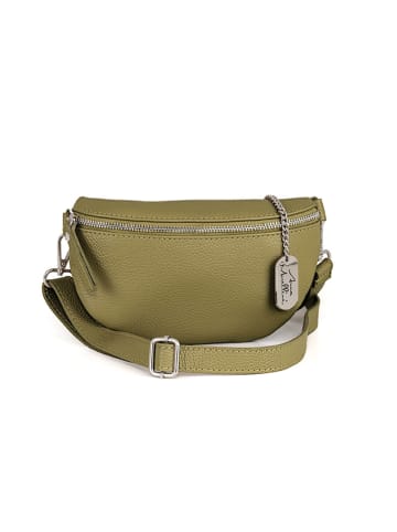 Anna Morellini Skórzana saszetka "Agnese" w kolorze khaki - 23 x 15 x 1 cm