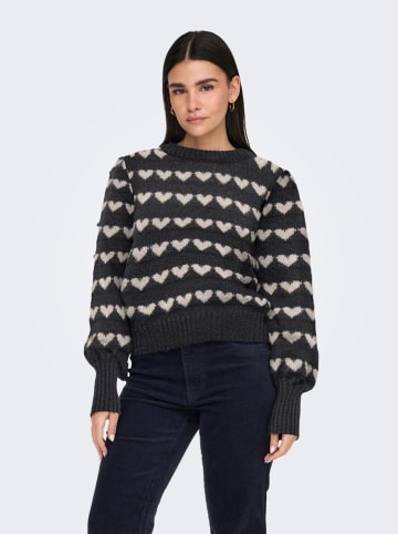 JDY Pullover in Anthrazit/ Weiß