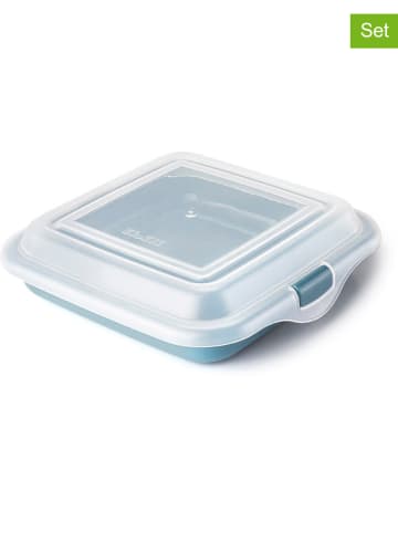 Ibili 3er-Set: Sandwichboxen in Blau - (L)14,5 x (B)14,5 cm