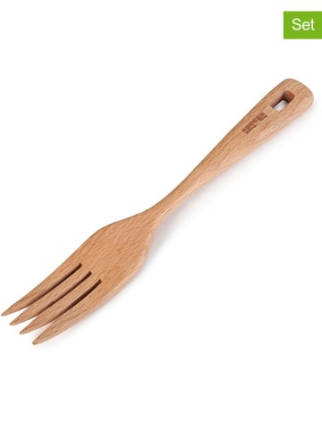 Ibili 2-delige set: kookvorken "Madera" lichtbruin - (L)30 cm