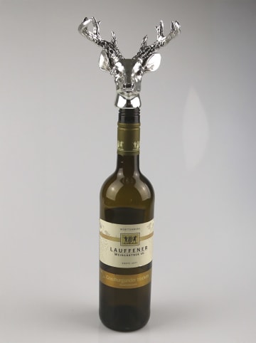 AM Design Korek "Jeleń" w kolorze srebrnym do butelki - wys. 14 x Ø 12 cm