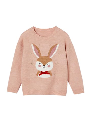 vertbaudet Pullover in Rosa/ Hellbraun/ Weiß