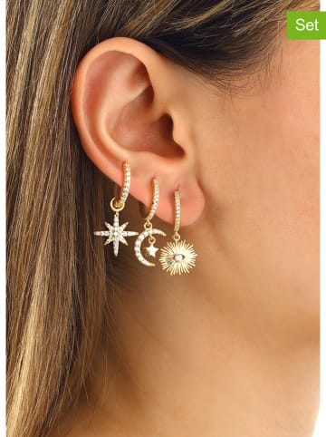 Miu Silver 3-delige set: vergulde creolen met edelstenen