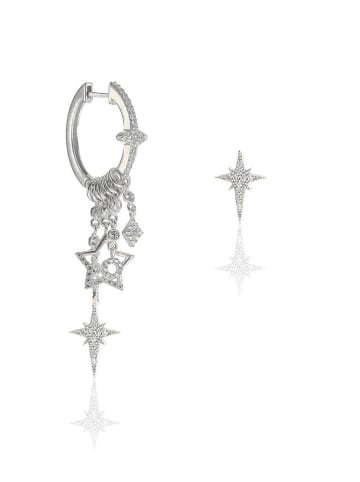 Miu Silver Zilveren creool & oorsteker met edelstenen