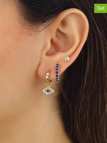 Miu Silver 3-delige set: vergulde oorringen met edelstenen