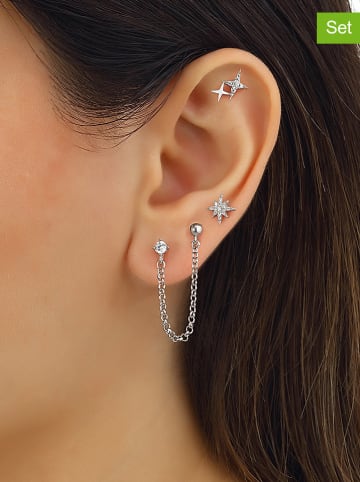 Miu Silver 3er-Set: Silber-Ohrringe mit Edelsteinen