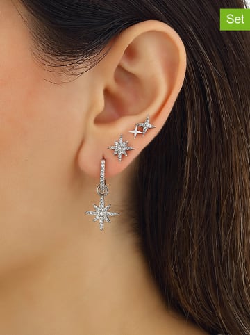 Miu Silver 3-delige set: zilveren oorringen met edelstenen