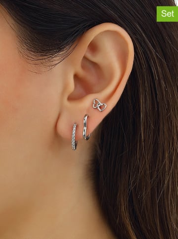 Miu Silver 3-delige set: zilveren oorringen met edelstenen