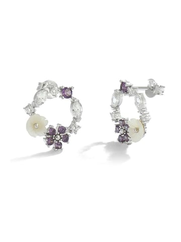 Miu Silver Zilveren oorstekers met edelstenen en parelmoer