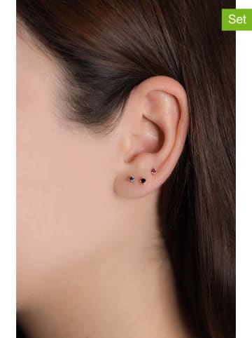 Miu Silver 3er-Set: Vergold.Ohrstecker mit Edelsteinen