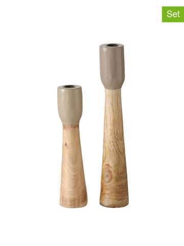 Boltze Świeczniki (2 szt.) "Caldeas" w kolorze jasnobrązowo-szarym