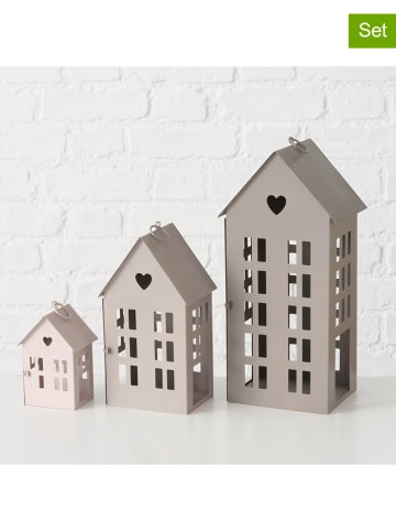 Boltze 3-delige set: lantaarns "Alamo" beige/lichtbruin/grijs