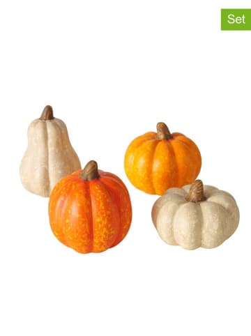 Boltze 4er-Set: Dekoaufsteller "Pumpky" in Orange/ Creme - (H)6,5 cm