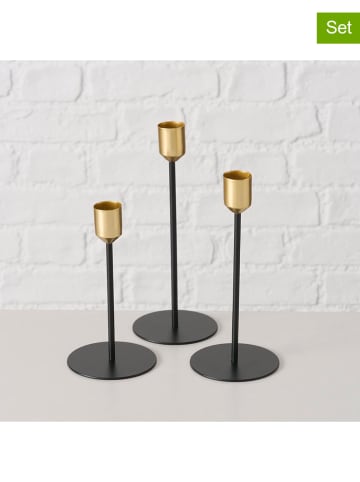 Boltze Świeczniki (3 szt.) "Cosima" w kolorze złoto-czarnym