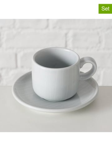 Boltze 2tlg. Set: Tasse "Bergen" in Grau - (H)6 x Ø 11 cm