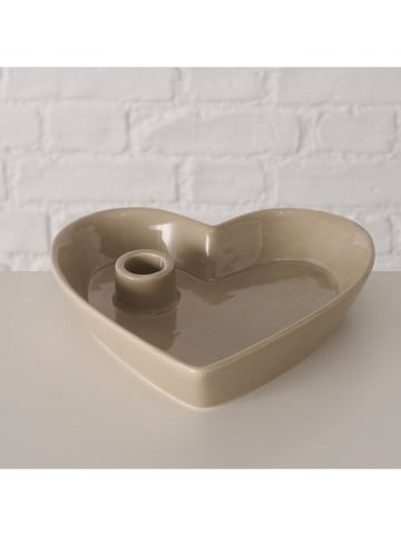 Boltze Kerzenteller "Corazon" in Beige - Ø 18,5 cm
