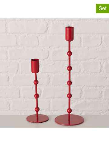 Boltze 2er- Set: Kerzenleuchter "Kimberly" in Rot