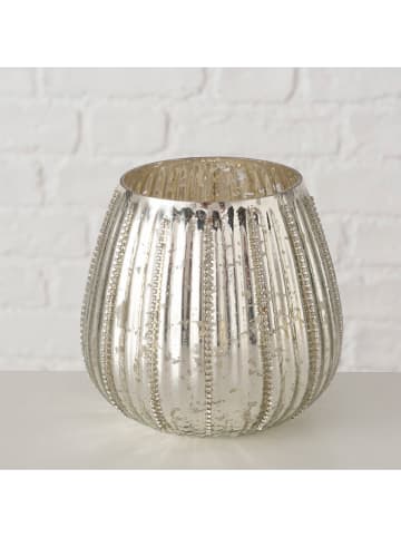 Boltze Windlicht "Perlene" zilverkleurig - (H)12,5 cm