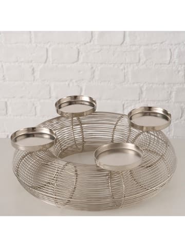 Boltze Kerzenleuchter "Ringvi" in Silber - (H)12 x  Ø 12