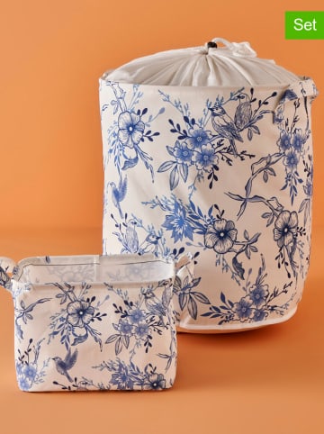 BELLA MAISON 2-delige set: opbergmanden blauw/wit