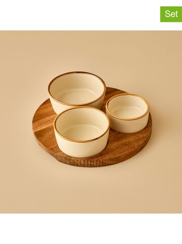 BELLA MAISON 3tlg. Servierset in Creme/ Braun