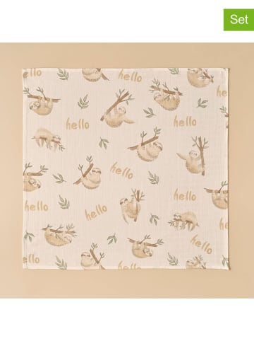 BELLA MAISON 2er-Set: Musselin-Babydecken in Beige/ Weiß - (L)65 x (B)65 cm