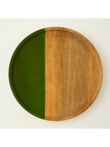 BELLA MAISON Servierplatte "Trina" in Braun/ Grün