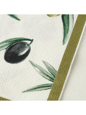 BELLA MAISON Servetten wit/olijfgroen - 20 stuks
