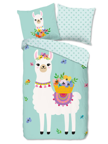Good Morning Komplet pościeli "Llama" w kolorze miętowym