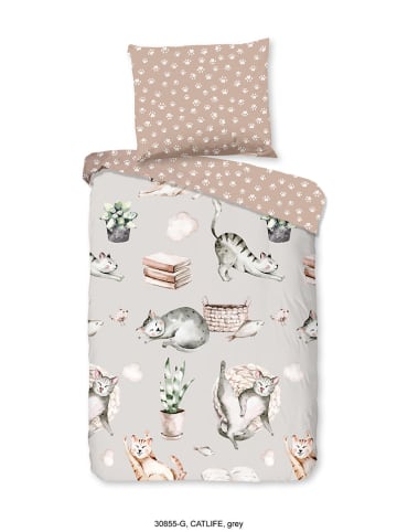 Good Morning Bettwäsche-Set "Catlife" in Beige