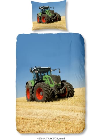 Good Morning Bettwäsche-Set "Tractor" in Blau/ Beige