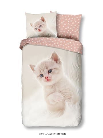 Good Morning Komplet pościeli "Catty" w kolorze kremowo-jasnoróżowym