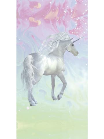 Good Morning Ręcznik plażowy "Unicorn" w kolorze jasnoszaro-jasnoróżowo-zielonym