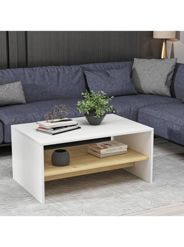 Evila Salontafel wit/beige - (B)90 x (H)46,8 x (D)45 cm
