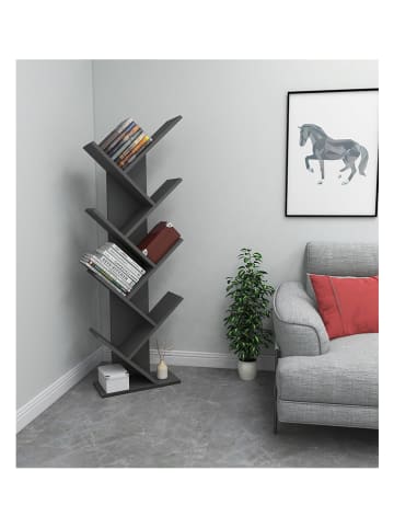 Evila Bücherregal "Hitit" in Anthrazit - (B)46 x (H)128,5 x (T)22 cm