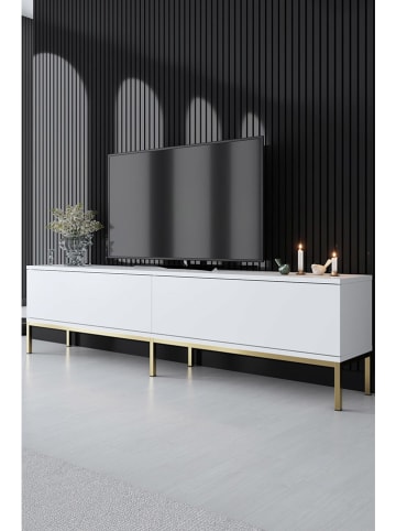 Evila TV-Regal "Lord" in Weiß/ Gold - (B)180 x (H)47 x (T)30 cm