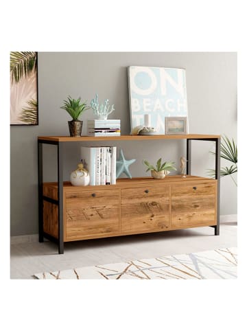 Evila Sidetable walnootkleurig/zwart - (B)120 x (H)100 x (D)30 cm