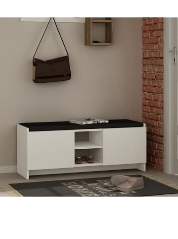 HanahHome Schoenenbank "Zulla" wit/zwart - (B)110 x (H)40 x (D)37 cm
