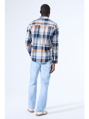 Garcia Blouse blauw/abrikooskleurig