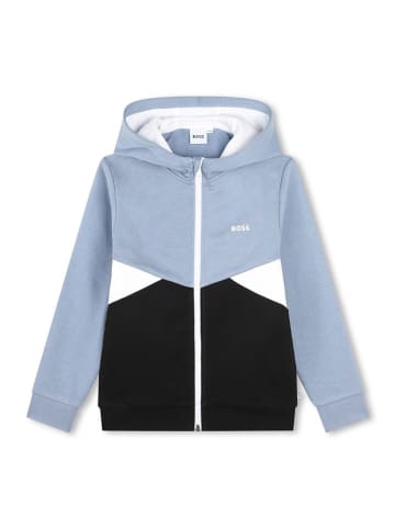 Hugo Boss Kids Sweatjacke in Hellblau/ Schwarz